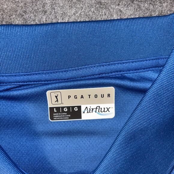 NWT PGA Tour Polo Shirt Mens Sz Large Blue Airflux Golf Short Sleeve Adult NWT - Picture 3 of 8